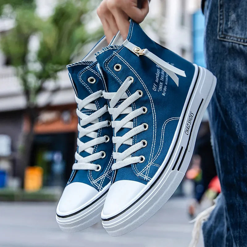 Мъже маратонки мъже обувки вулканизират платно обувки Високи топ спортни обувки Небрежни дишащи платформи обувки Човек тренировки Tenis Masculino