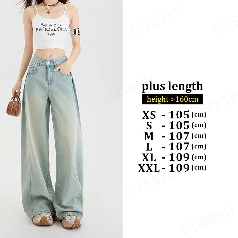 Summer Lyocell Thin Woman Jeans High Waist Wide Leg Denim Clothing Design Sense Comfort Straight Pant Retro Blue Casual Trousers