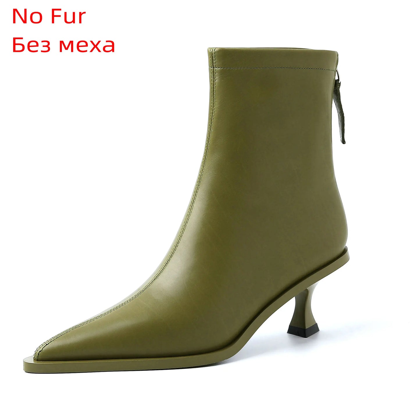 QUTAA 2025 Fashion Women Ankle Boots Sexy Autumn Winter Pointed Toe High Heels Genuine Leather Casual Black Shoes Size 34-43