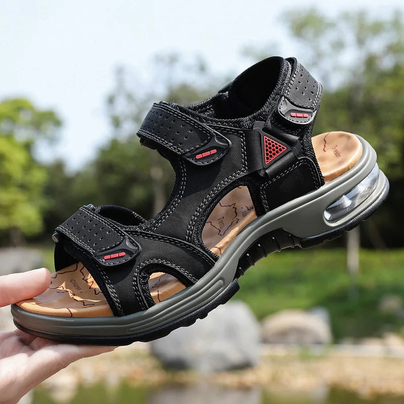 Summer Men Sandals Genuine Leather Mens Casual Shoes Outdoor Men Leather Sandals for Men Beach Shoes Roman mens Shoes