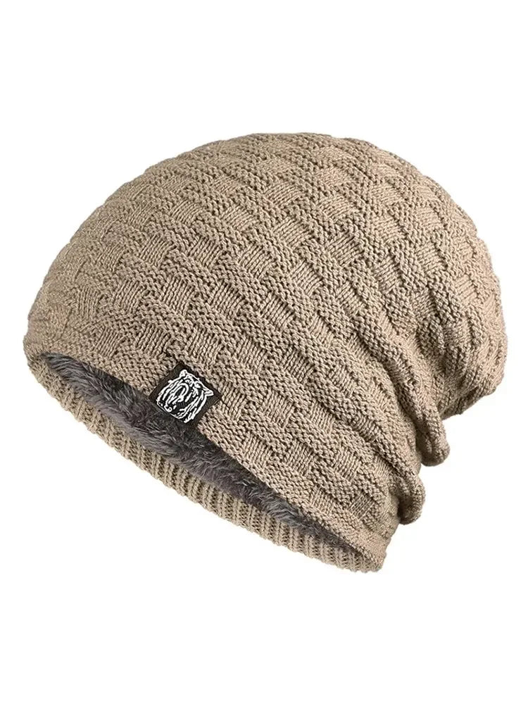 Winter Warm Hat Unisex Outdoor New Wool Knitted Beanies Casual Cotton Hats Cap Winter Padded Warm Outdoor Hat for Men Women