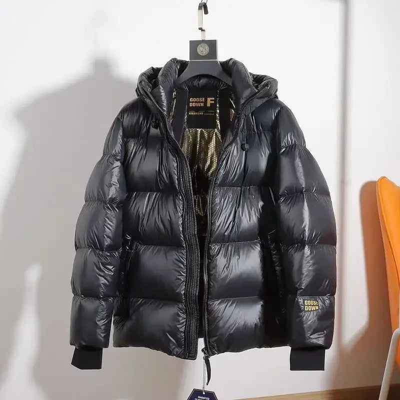 Winter herfst vrouw warme dikke dikke capuchon hoge taille witte eenden veer naar beneden jas, vrouw zwarte jassen met een kap