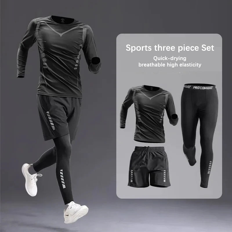 All-Season Men's Sportswear Set/Suit - Tracksuit for Running, Cycling, Fitness & Hiking,gym clothing men, jogging, boxing,5 pcs