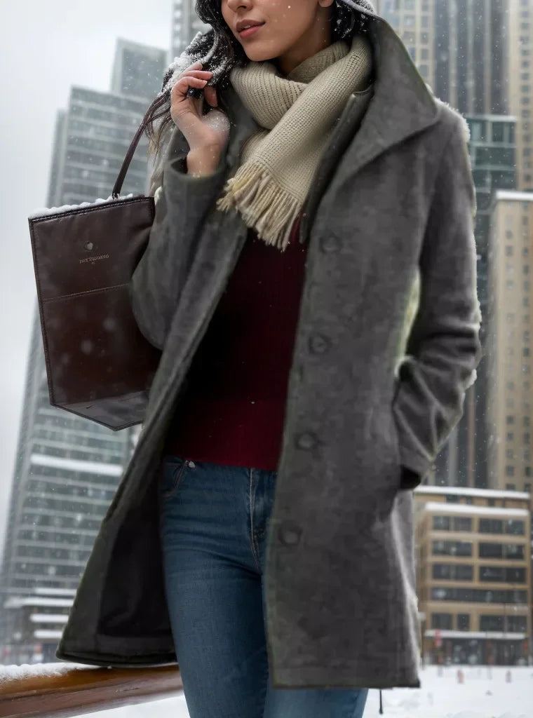 Versatile Vintage Medium-length Winter Coat Fashionable Street Style Parisian Chic Autumn/winter Wool Blend Jacket