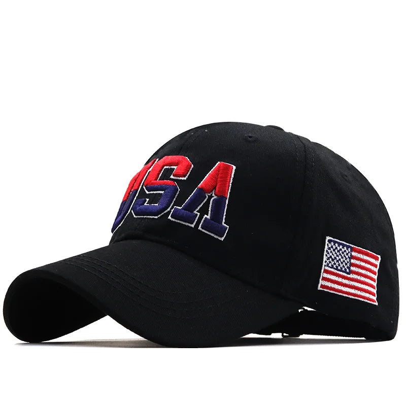 NUEVA marca de la bandera de EE. UU. Capilla de béisbol para hombres Mujeres algodón Snapback Hat unisex América Bordado Hip Hop Caps Gorras Pet