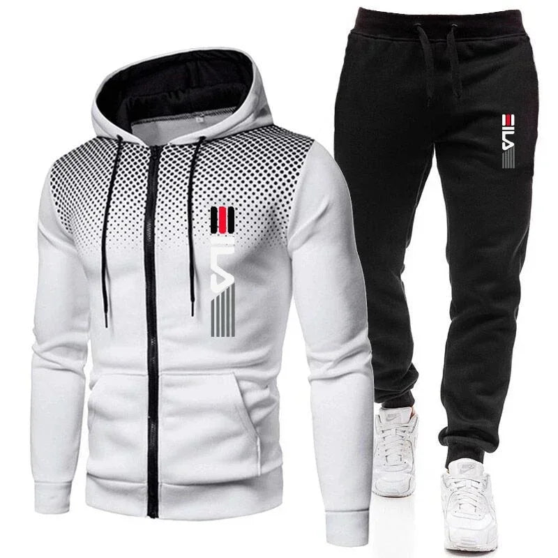 Men's Spring and Autumn 2025 hooded zipper jacket and trousers, outdoor sportswear, jogging, hot, new, 2-piece set