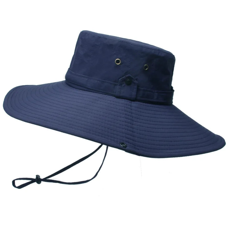 Men's Waterproof Fabric Mountaineering Hat Male Anti-UV Sun Hats Outdoor Fishing Cap Wide Brim Caps Bucket Hat Boonie Hat Gorros