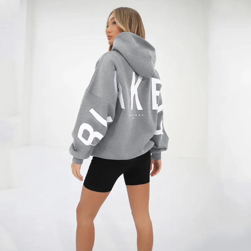 American Retro Letter Print överdimensionerad sweatshirt Kvinnor harajuku y2k trendiga streetwear topp chic färgglada mångsidig casual hoodie
