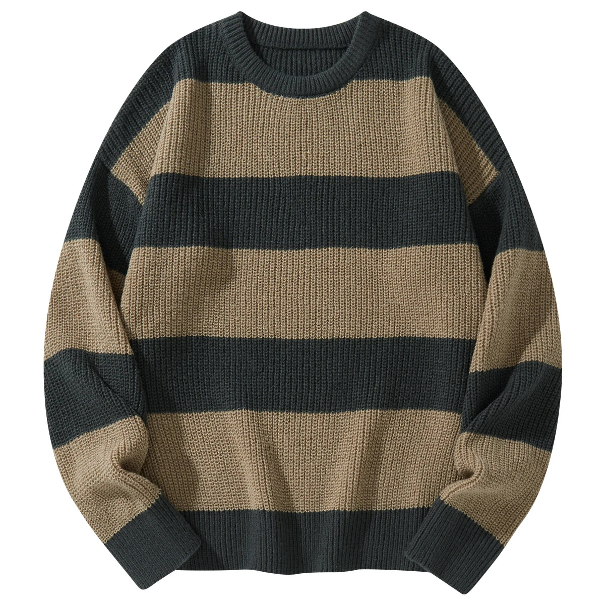 New Loose Bottoming Sweater Casual Versatile Striped Pullover Men's Round Neck Sweater