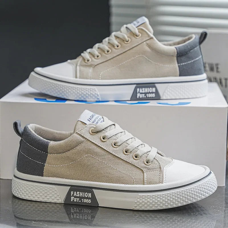 Men's New Sports and Casual Canvas Board Shoes Soft Soles Men's Trendy Lace Up Breathable Versatile Spring and Autumn Sneakers