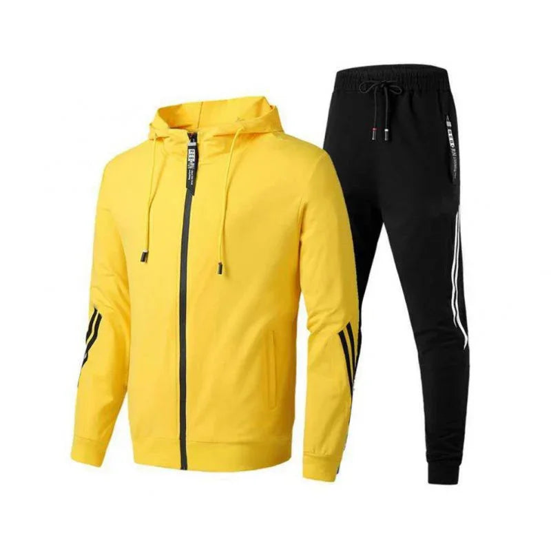 Men's Winter Tracksuit Set Solid Color Hoodies and Drawstring Sweatpants Loose Fit Leisure Sportswear Suit