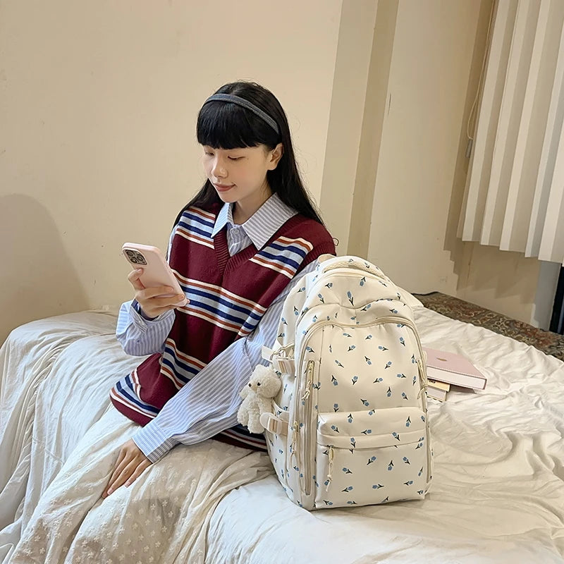 حقيبة مدرسية كبيرة على ظهر الفتيات على ظهره ، حقيبة تخزين سفر محمولة حقيبة تخزين محمولة للأطفال.