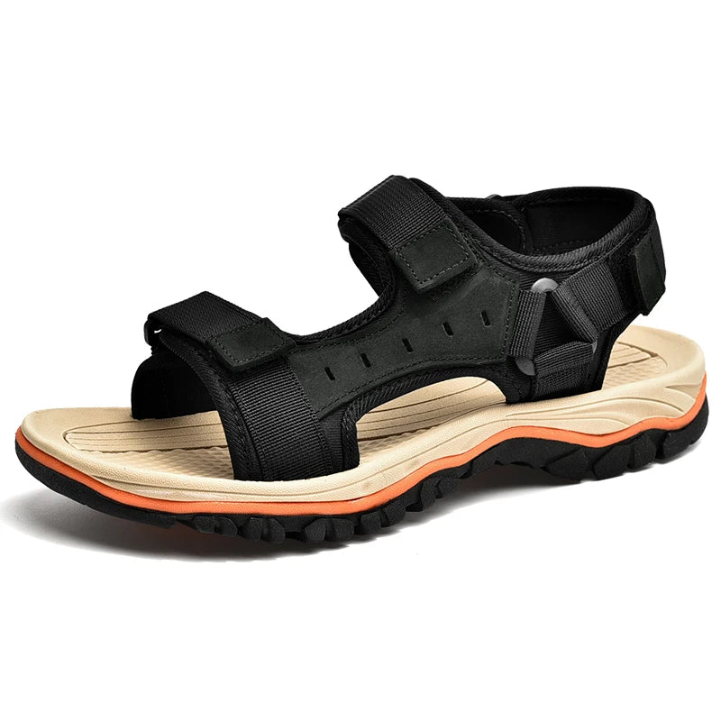 New Summer Outdoor Trend Classic Plus Size 38-47 Sandals Fashion Beach Leather Men's Hollow Sandals Outdoor Durable Slippers