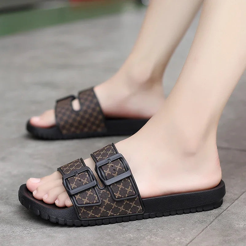 Men's Genuine Leather Sandals Comfortable Man Sandal House Slippers Man Summer Shoes Sale Genuine Mens Slipper Flip Flop Slides