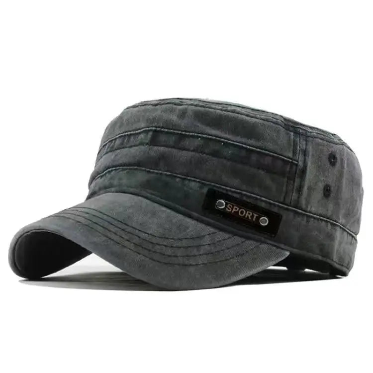 Primavera verano y otoño para hombre nuevo algodón lavable plano a prueba de sol, gorra militar