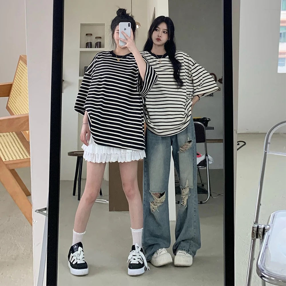 American Vintage Hole Y2k Women Jeans High Waist Jeans Wide Leg Baggy Loose Straight Hip Hop Streetwear Dragging Denim Pants