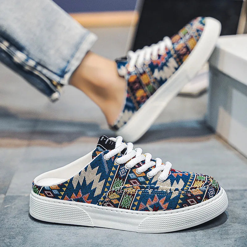 Płótno swobodne buty dla mężczyzn wszechstronne modne buty deskorolki męskie borki deskorolki modne kolorowe blokowe trampki spacery