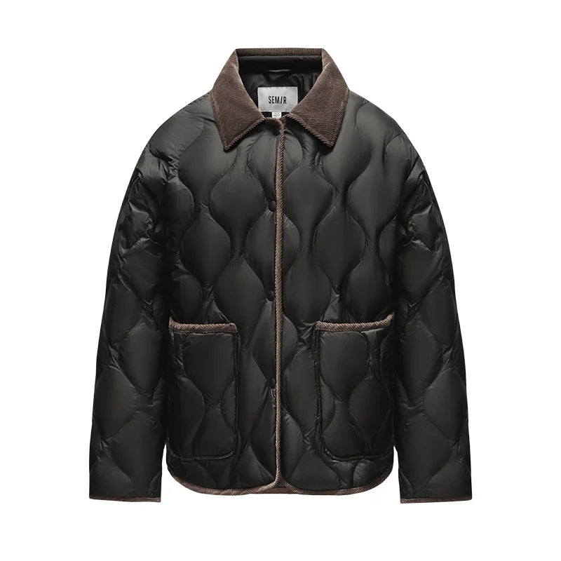 Semir Down Jacket Ženy střední délka lehká hmotnost přehlídku 2024 zima nový vintage tři odolné kabát