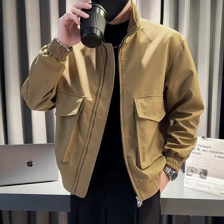 Kurtka kołnierzyka w stylu roboczym wiosenna moda męska