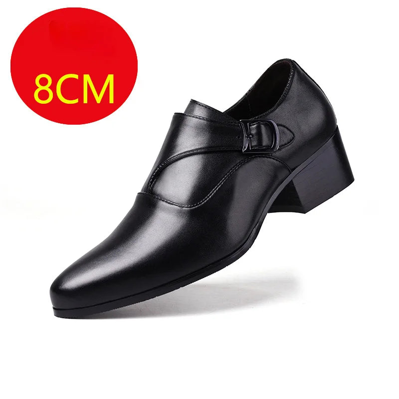 Leather Men Dress Shoes High Heel British Mens Elevator Business Shoes Wedding Party Male Oxford Footwear Increasing 6/8cm