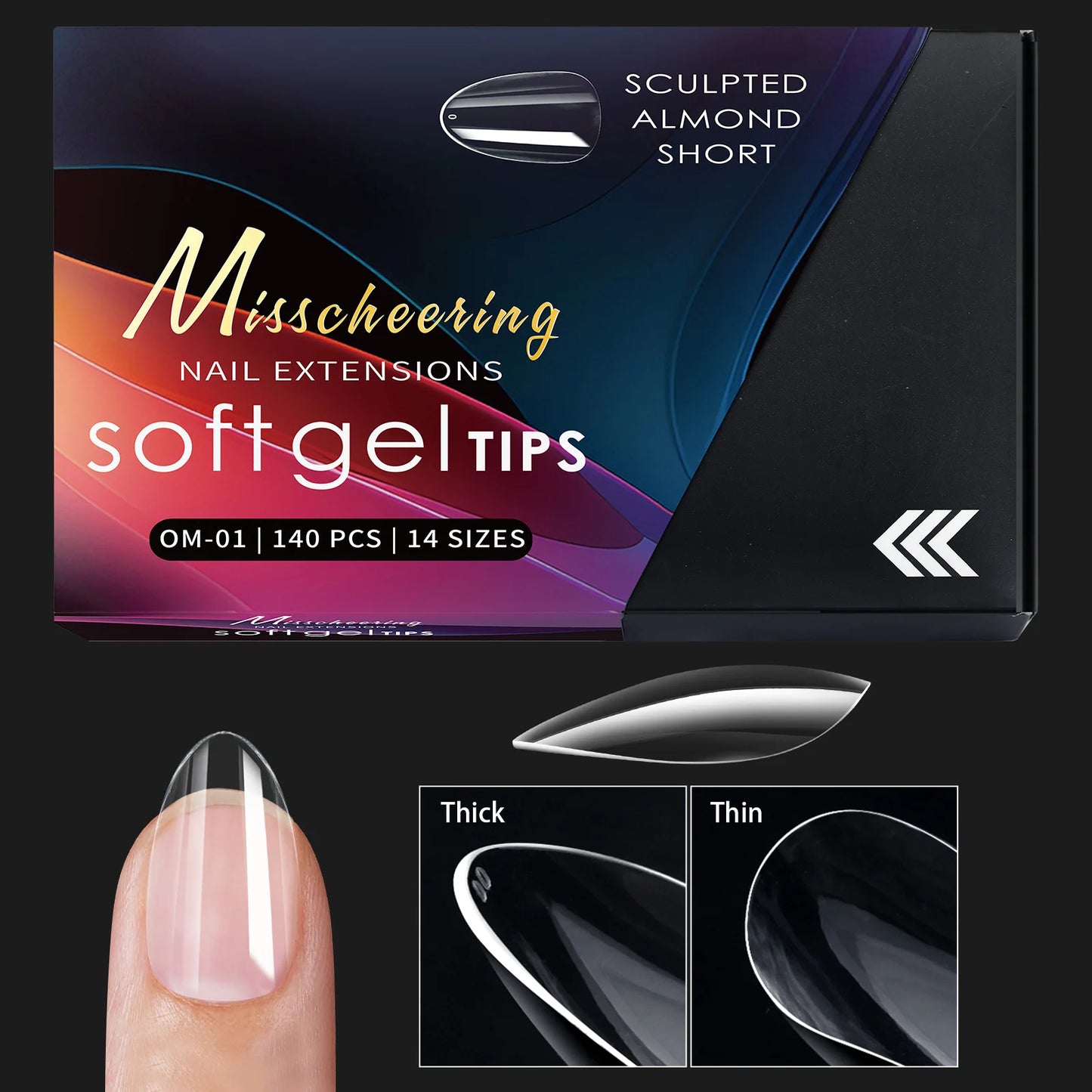 120/140pcs Almond Stiletto False Nail Tips Clear Soft Fake Nails Extension For Home DIY Nail Salon Manicure Press On Nails