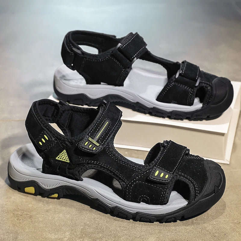 Summer Men's Sports Sandals Outdoor Light Hiking Shoes Closed Toe Non-slip Waterproof Water Shoes Adjustable Men's Slippers