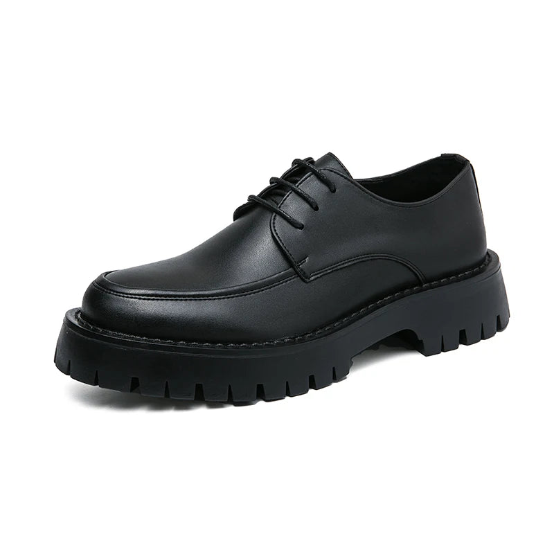 New Platform Shoes Loafers Shoes Men Thick-soled Wedding Shoes Black Formal Business Shoes Slip-on Leather Increase Casual Shoes