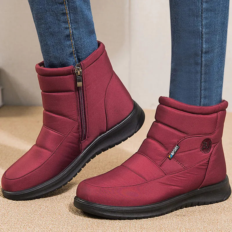Women's Boots 2024 Winter Shoes For Women Ankle Boots Warm Fur Botas Mujer Waterproof Low Heels Snow Boots Winter Flat Shoes