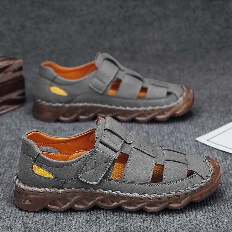 Summer Men Sandals Genuine Leather Mens Casual Shoes Outdoor Men Leather Sandals for Men Beach Shoes Roman mens Shoes