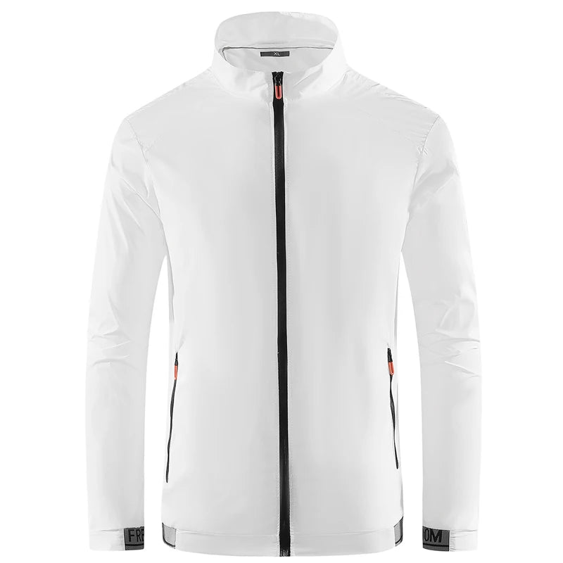 Summer tenké mužské příležitostné pohodlné cool bunda cool bunda krém na led hedvábí prodyšný lehký sluneční krém