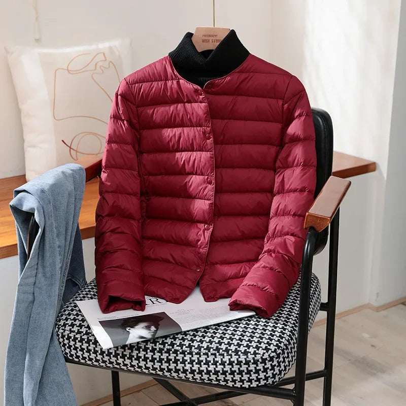 Plus Size 2023 New Autumn Winter Warm Women White Duck Down Slim Jackets Female Fashion Ultra Lightweight Packable Puffer Coats