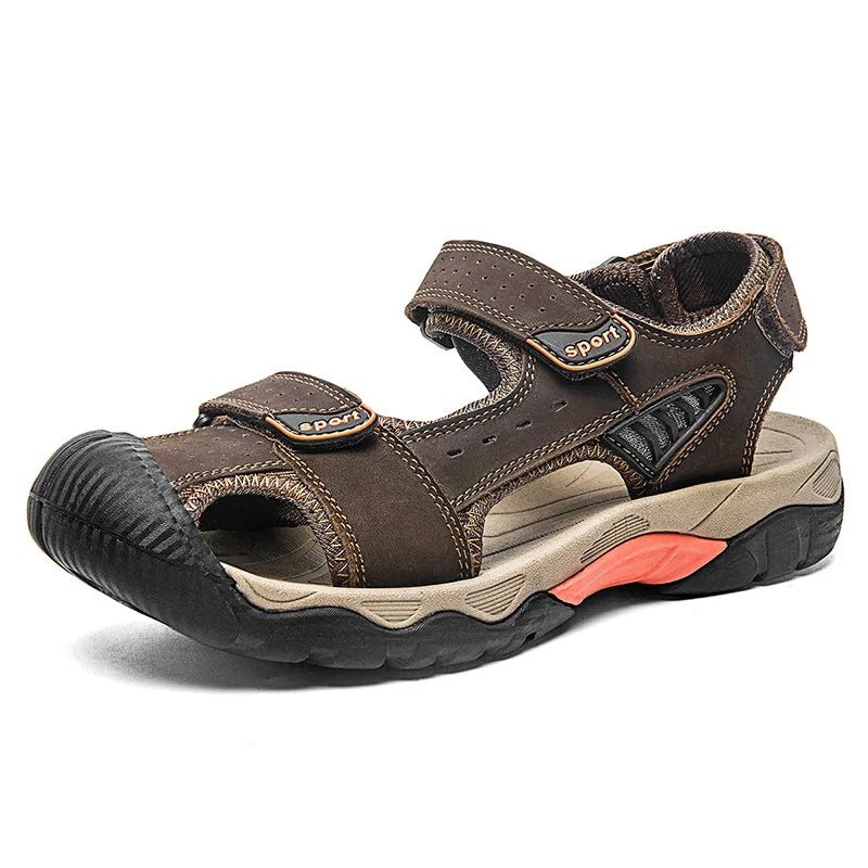 Men's Genuine Leather Sandals Brand Classic Summer Sandals Male Outdoor Casual Lightweight Sandal Fashion Sneakers Big Size 48