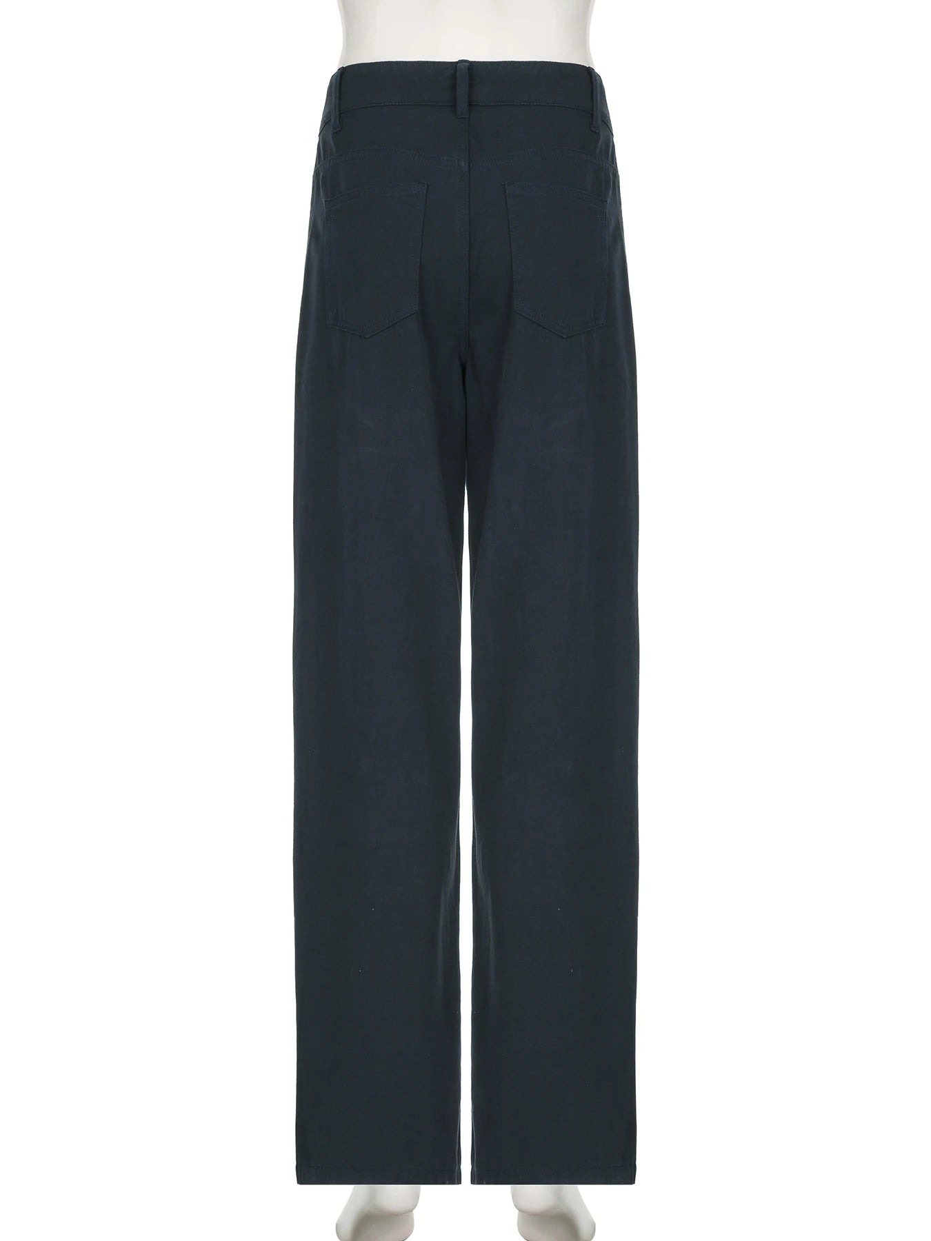 IAMSURE Casual Loose Rivet Jeans Wide Leg Pants Basic Low-Waisted Straight Pants Women 2025 Spring Autumn Streetwear Ladies