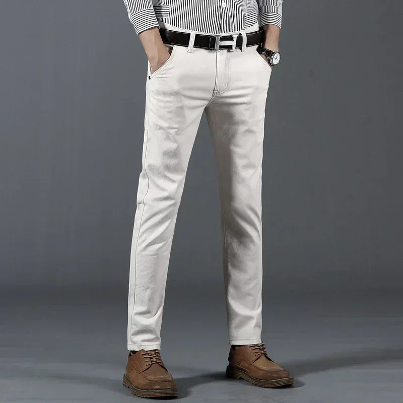 New Mens Spring Summer Business Casual Pants Fashion Cotton Soft Stretch Straight Classic Trousers Korean Solid Color Man Pants