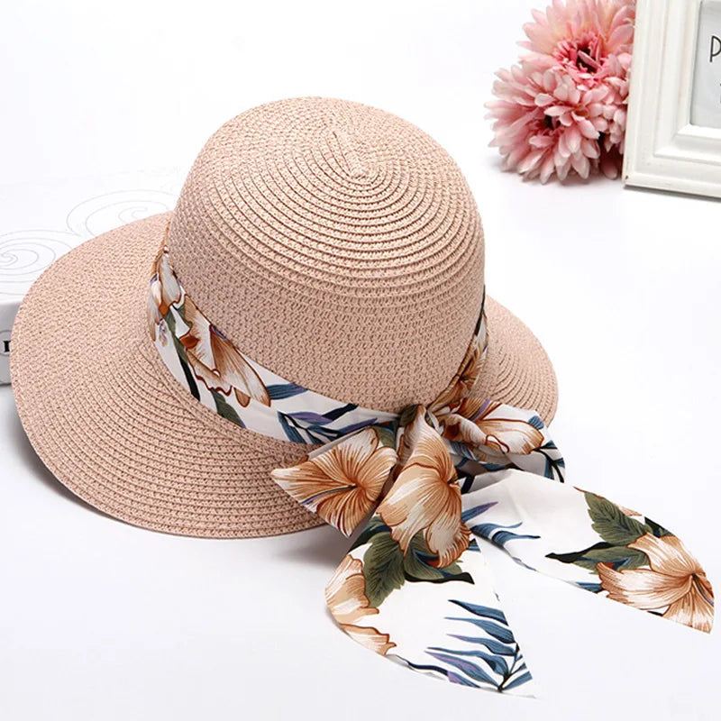 Beach hat for women summer Bohemian sun protection straw hat bowkont visor sun hat sombrero Big eaves straw woven fisherman hat