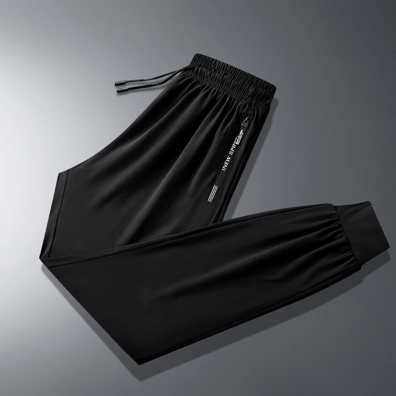 Ice Silk New Pants for Men's Summer Thin Style Sports Quick Dried Straight Leg Draping Wide Leg Pants Casual Long Pants for Men