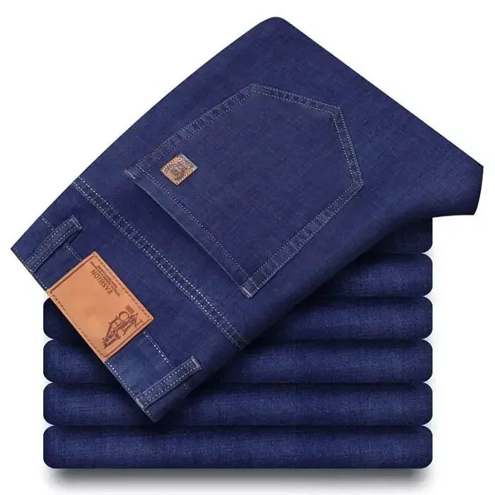 Men's Summer Pants Business Jeans Men Light Blue Casual Straight Stretch Fashion Classic Work Denim Trousers Brand Clothing
