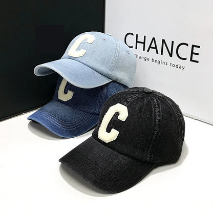 Denim honkbal petten casual 100% katoenen brief c honkbal cap vrouwen mannen voorjaar zomer cap