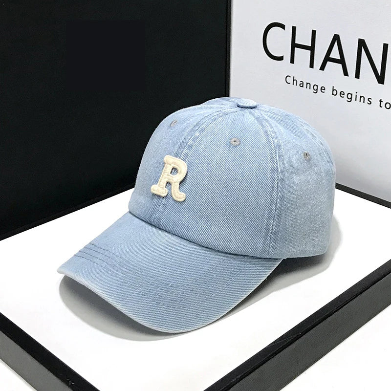 Denim honkbal petten casual 100% katoenen brief c honkbal cap vrouwen mannen voorjaar zomer cap