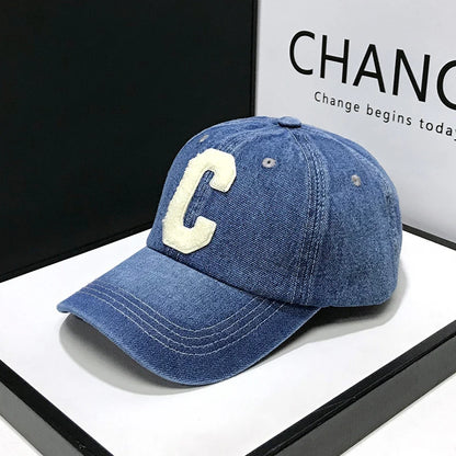 Denim honkbal petten casual 100% katoenen brief c honkbal cap vrouwen mannen voorjaar zomer cap