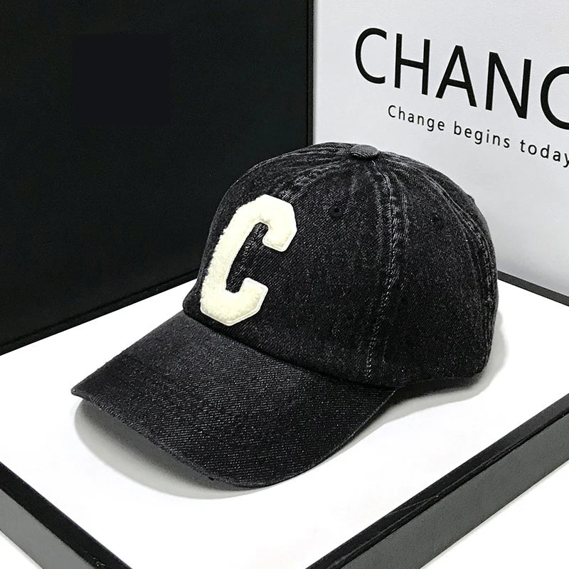 Denim honkbal petten casual 100% katoenen brief c honkbal cap vrouwen mannen voorjaar zomer cap