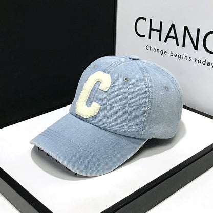 Denim honkbal petten casual 100% katoenen brief c honkbal cap vrouwen mannen voorjaar zomer cap