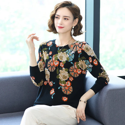 YISU 2021 New Fashion Casual Spring Autumn Women Sweater O-Neck Printing Long sleeve Tops  Female Jumper Loose Knitted pullover