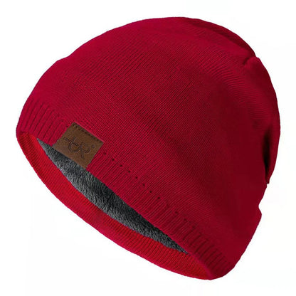 Unisex brýnni labal vetrarhúfur Solid litur prjónaðir hattar fyrir karla og konur Beanie Cap Outdoor Bæta við skinnfóðri hlýjar íþróttahúfur
