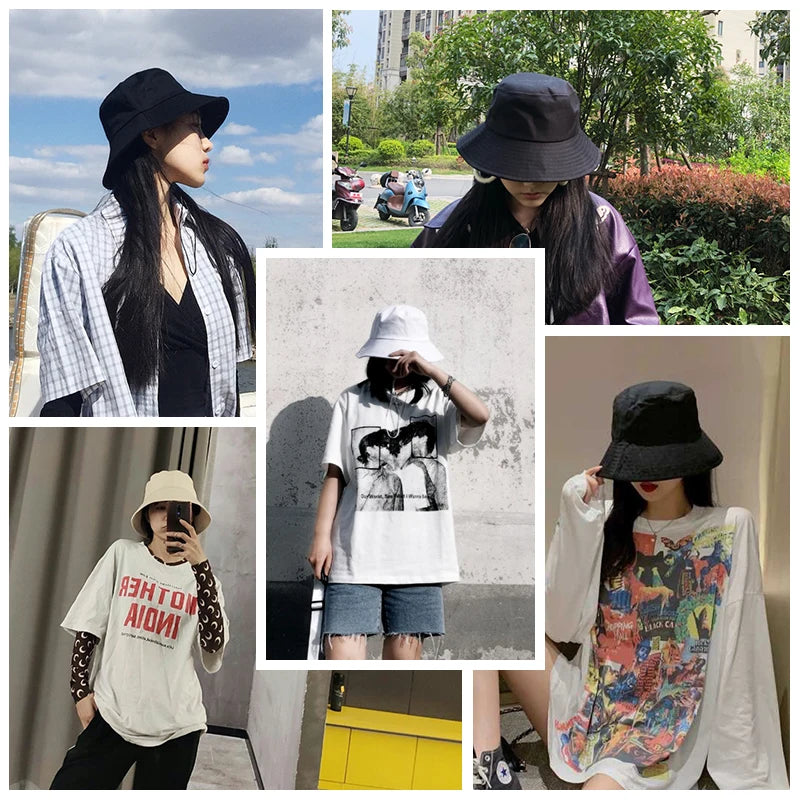 ENJOYFUR Summer Cotton Bucket Hat For Women Hip Hop Outdoor Caps Fishermen Sun hats