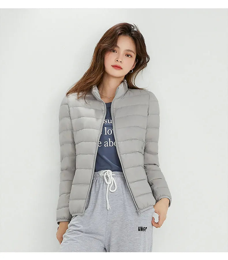 Woman High Quality Ultra Light 90% White Duck Down Jackets Women Long Sleeve Parkas Soft Fabric Short Tops Coat Windbreaker 4XL