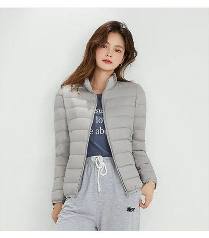 Woman High Quality Ultra Light 90% White Duck Down Jackets Women Long Sleeve Parkas Soft Fabric Short Tops Coat Windbreaker 4XL