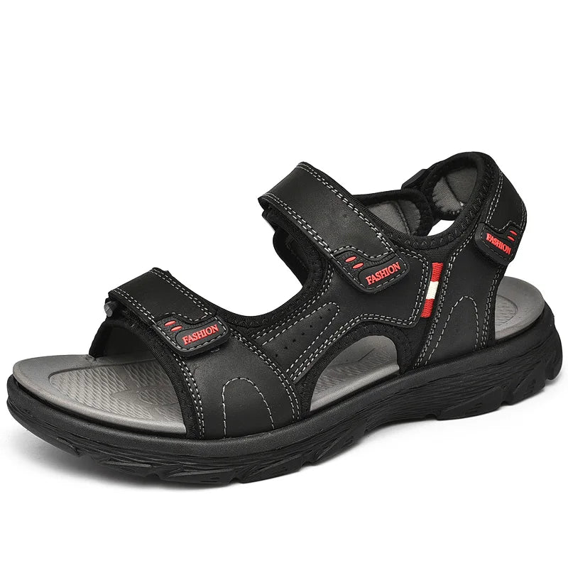 Classic Men's Sandals Summer Genuine Leather Beach Sandals Fashion Men's Casual Shoes Wading Sandals Outdoor Sneakers Plus Size