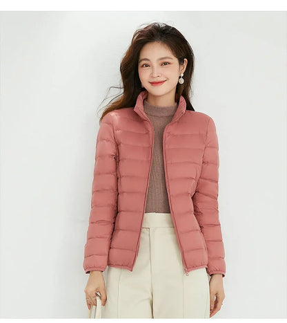 Woman High Quality Ultra Light 90% White Duck Down Jackets Women Long Sleeve Parkas Soft Fabric Short Tops Coat Windbreaker 4XL