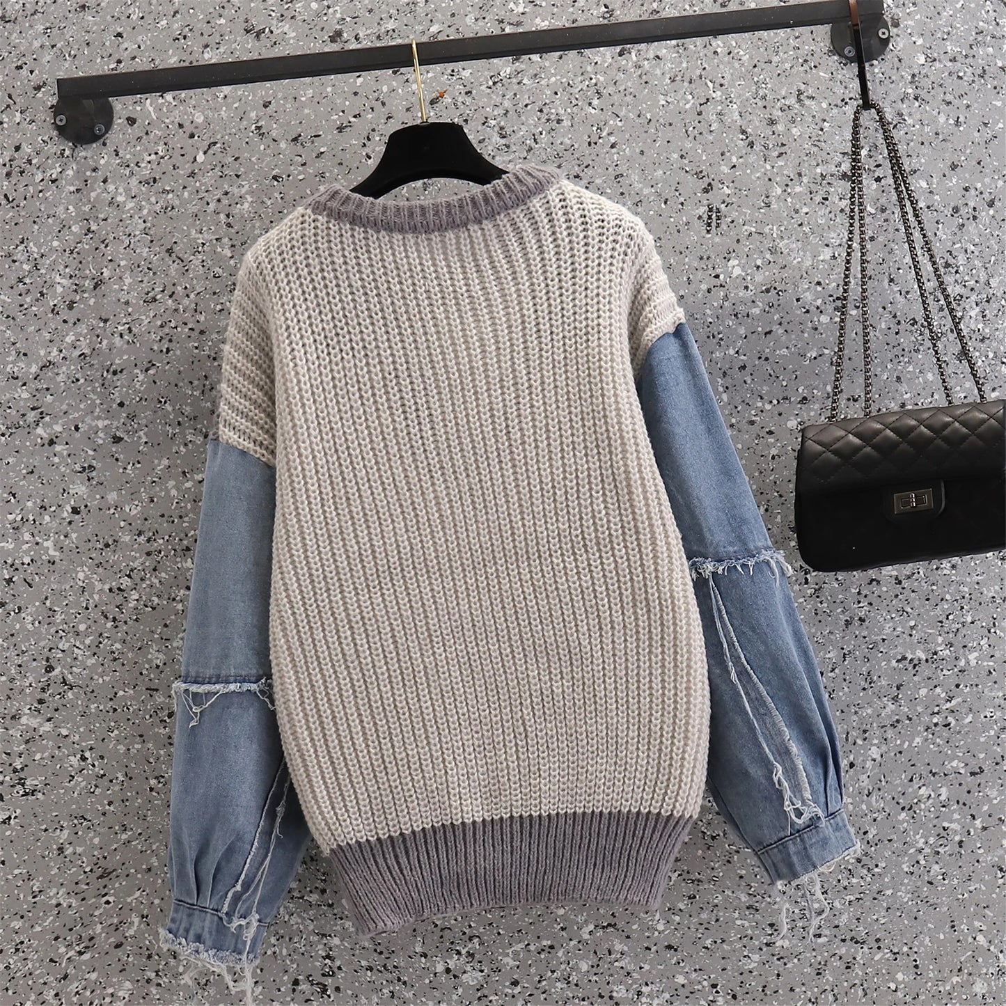 2023 Autumn Winter Sweater Women Casual Twist Woman Sweater Pullovers Denim Patchwork Jumper Warm Teen Oversized Streetwear